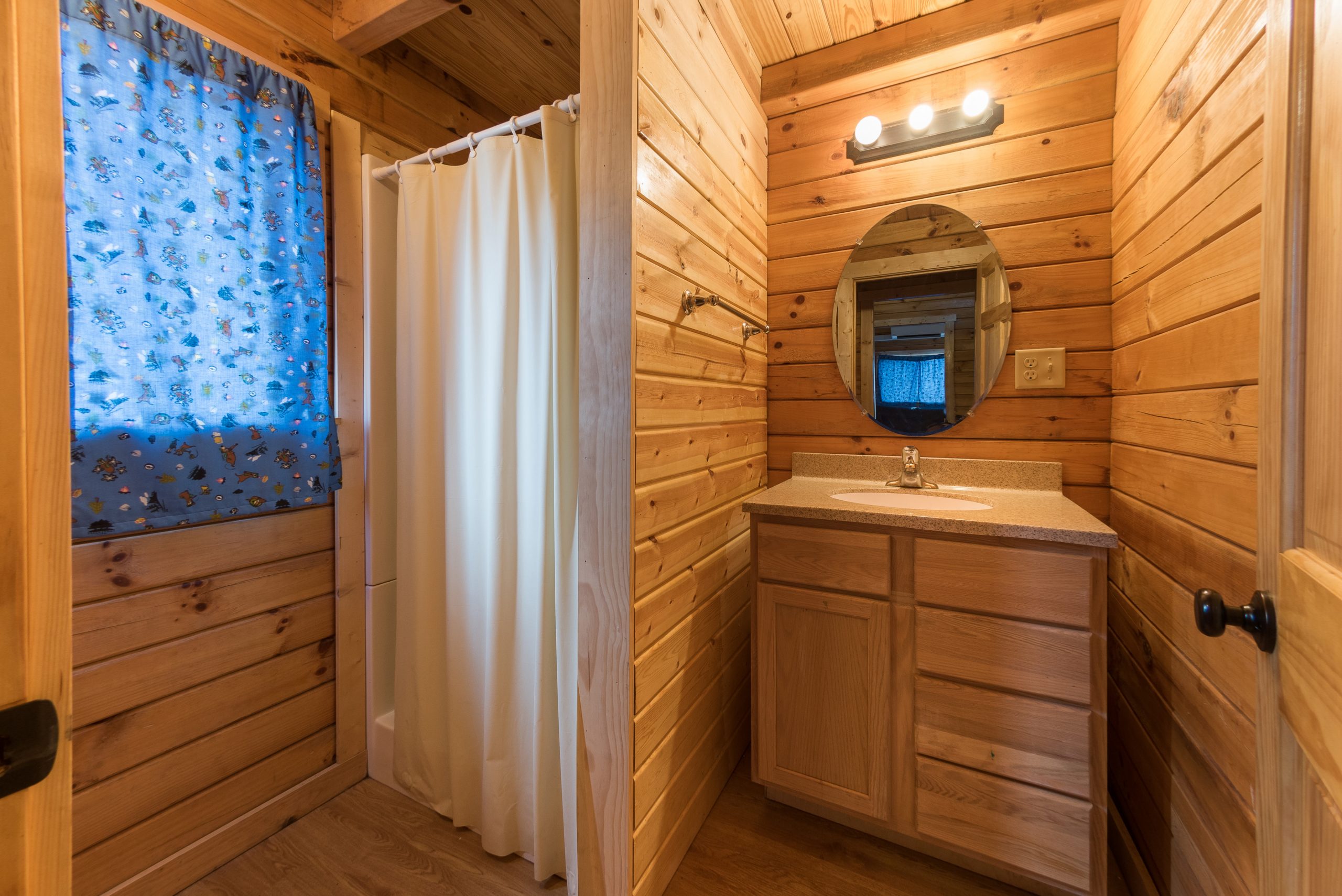 Bathroom in the retreat. Sink and shower