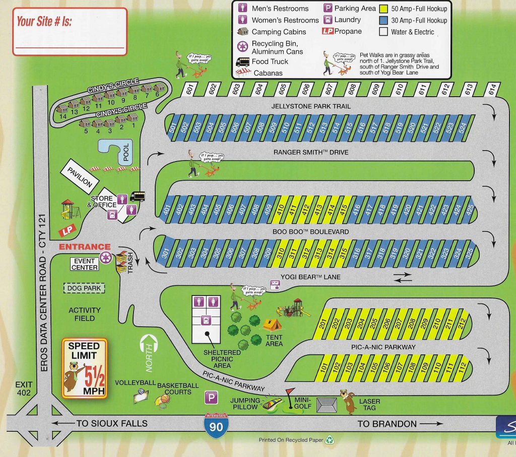 map 1 at RV park Sioux Falls SD